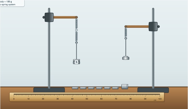 Interactive virtual apparatus with two spring oscillators.